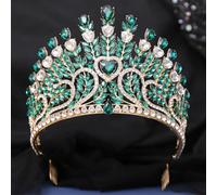 Big Heart AB Crystal Tiara Crown Women Girls Party Elegant Rhinestone Opal Flower Hair Dress Crown Accessories gold EN8