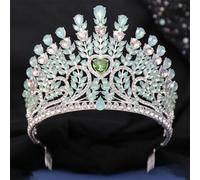 Big Heart AB Crystal Tiara Crown Women Girls Party Elegant Rhinestone Opal Flower Hair Dress Crown Accessories EN8 opal silver