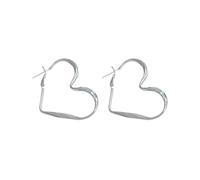 Big Heart Hoop Earring Minimalist Metal Gold Silver Color Pendant Ear For Women Punk Jewelry Gift(Silver)