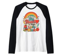 Big Heart Little Minds Kindergarten Teacher Design Raglan Baseball Tee