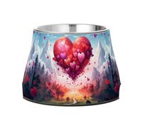 Big Hearts Dog Raised Bowl, 540 ML Feeding Food Pet Bowl Stainless Steel Non-slip High Capacity Cat Bowl