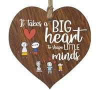 Big Hearts to Shape Little Minds, Hanging Wooden Heart Sign Plaque Thank