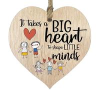 Big Hearts to Shape Little Minds - Hanging Wooden Heart Sign Plaque Thank you Gifts for Teachers - Light Wood Hearts Signs, Thank You Teacher Gifts, Thank You Plaque, Teacher Leaving Present