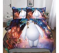 Big Hero 63D Print Comforter Cover Big Hero Set Bedding Quilt Cover 3 Pieces Set 3D Printed for Adult Teens Kids Comforter Cover Soft Lightweight Duvet Cover Hidden Zipper with PillowcasesDouble（200x2