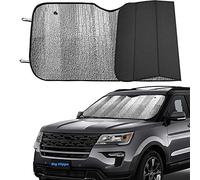 Big Hippo Front Car Sun Shade Windshield, Jumbo/Standard Sunshade Keeps Vehicle Cool UV Ray Sun Visor Protector Sunshades - Easy to Use Folding Sun Shade - Silver/Black Sides(Size: 55.16 X 27.5inch)