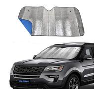 Big Hippo Front Car Sunshade Windshield-Jumbo/Standard Sun Shade Keeps Vehicle Cool-UV Ray Protector Sunshade-Easy to Use Sun Shade-Silver/Blue Sides(Size: 55.16"X 27.5")