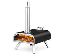 BIG HORN OUTDOORS 16 Inch Wood Pellet Burning Pizza Oven Pellet Pizza Stove, Portable Stainless Steel Pizza Oven with Pizza Stone for Outdoor Backyard Pizza Maker Garden Kitchen