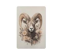 Big Horn Sheep And Flowers Tin Metal Signs Wall Art Decorations for Bar Pub Club Cafe Room Farmhouse White 30x20cm