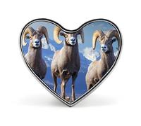 Big Horn Sheep Wildlife Badge Heart Shape Cute Brooch Pins Button Badges for Backpack Jackets Hats Decor