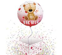 Big Hug Cute Bear Round Foil Helium 45cm Balloon - Inflated Balloon in a Box