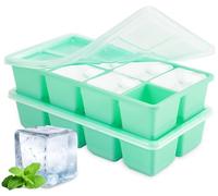 Big Ice Trays for Freezer, JRISBO Large ice Cube Moulds with Lids BPA Free & Super Easy Release, Made of Food Grade Plastic and Silicone Ice Cube Tray for Cocktail Whiskey Coffee