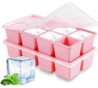 Big Ice Trays for Freezer, JRISBO Large ice Cube Moulds with Lids BPA Free & Super Easy Release, Made of Food Grade Plastic and Silicone Ice Cube Tray for Cocktail Whiskey Coffee