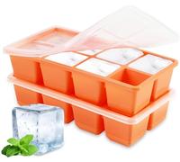Big Ice Trays for Freezer, JRISBO Large ice Cube Moulds with Lids BPA Free & Super Easy Release, Made of Food Grade Plastic and Silicone Ice Cube Tray for Cocktail Whiskey Coffee