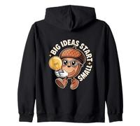 Big Ideas Start Small Acorn Mascot Lightbulb Inspiration Zip Hoodie