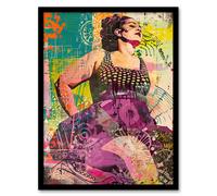 Big is Beautiful Bright Colourful Woman Portrait Framed Art Print Artery8 Multi A4