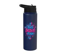 Big Jesus Fan Tshirt Christian Christianity Faith Bible God Stainless Steel Insulated Water Bottle