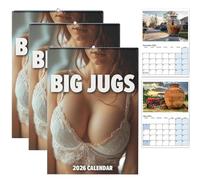 Big Jugs Calendar, Double Meaning Jug Jokes Wall Calendar, Clever Double-Meaning Jug Humour 2026 - A3 Month to View, features 12 Detailed Images of Big Jugs for White Elephant (3Pcs)