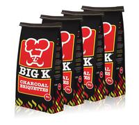 Big K 4 x 5 kg Real Charcoal Briquettes For BBQ Restaurant 3hrs Burn Time 5kg