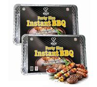 Big K Disposable Instant BBQ Tray Bundle - Pack of 2 Party Size All In One Barbecue Instant Light Charcoal Grill Trays with Topline Card. Ideal for Garden BBQ, Camping, Outdoor Party, Picnics.