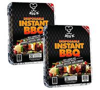 Big K Disposable Instant BBQ Tray - Pack of 2 All In One Barbecue Instant Light Charcoal Grill Trays with Topline Card. Ideal for Garden BBQs, Camping, Outdoor Parties and Picnics.