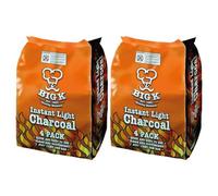Big K Instant Light Charcoal 8kg Total | 8 x 1kg Easy-Light Bags | Suitable for Barbecues, Picnics & Outdoor Cooking