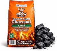 Big K Instant Light Lumpwood Charcoal Bags - 6x1kg BBQ Coals Instant Bags are easy to use, just light the individual bag. Take the stress out of your home BBQ with Instant Charcoal