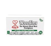 Big K Products Eco-Friendly, Easy, Quick Lighting Woodies Natural Wood Wool Firelighters, Great Value Box FLBOXWOOD-AMZ-2PK, For Wood Burners, BBQ & Open Fires - Two, Large Boxes
