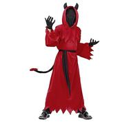 Big Kid Halloween Outfit 9 12 Month Girl Clothes Cosplay Costume Boys Glowing Red Eyes Robe Costume Black Cloak Kids Scary Costumes for Halloween Kids Clothes Boys 2-7 (Red, 12-14 Years)