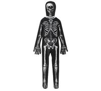 Big Kid Halloween Outfit Baby Button Kids Skeleton Costumes Halloween Costume Child White Bones Stretch Body Suit for Boys Girls 2t Jumpsuit Boy (Black, 7-9 Years)
