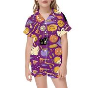 Big Kid Halloween Outfit Baby Twin Girl Clothes Mens Halloween Shirts Short Sleeve Funny Shirts Pumpkin for Men Cute Baby Pant (Purple, 10-11 Years)