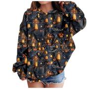 Big Kid Halloween Outfit Camp Hoodie Girls Children Fashion Casual Printed Pocket Long Sleeve Hoodie Sports Faze (Black, 11-12 Years)
