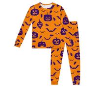Big Kid Halloween Outfit Cute Clothes for Teen Girls Long Sleeve Toddler Boys Girls Halloween Sweatshirt Kids Pumpkin Face Long Sleeve Shirts Skeleton Clothes Tops 2-7T Boys(Orange, 8-9 Years)