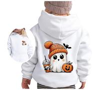 Big Kid Halloween Outfit Girls Heated Hoodie Boys and Girls Casual Loose Cute Print Long Sleeve Hoodie Sport en Youth (White, 11-12 Years)