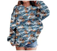 Big Kid Halloween Outfit Kids Comfy Hoodie Children Fashion Casual Printed Pocket Long Sleeve Hoodie Sports Cute Hoodies for Girls (Sky Blue, 10-11 Years)