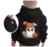 Big Kid Halloween Outfit Style Hoodie Boys and Girls Casual Loose Cute Print Long Sleeve Hoodie Sport City Girls (Black, 9-10 Years)