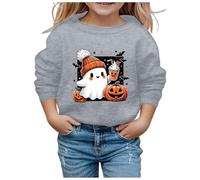 Big Kid Halloween Outfit Zip up Jacket Children Fashion Halloween Cute Printed Crew Neck Hoodless Long Sleeve Sweatshirt Hoodies for Teen Girls Alien (Grey, 9-10 Years)