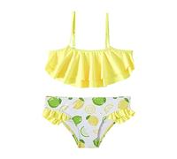 Big Kids Fruit Lemon Pattern Separate Swimsuit Girls Set Beach Hot Spring Summer Suit Breaking Waves Swimsuits