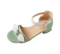/Big Kids Shoes Pumps Low Heels Floral Open Toe Sandals Flowers Wedding Sandals 31, Green, 2 UK