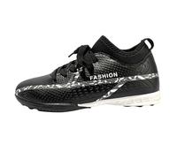 Big Kids Soccer Shoes Unisex Boys Girls Lace up Football Trainers Children and Teenagers Students Competition Training Shoes A0_Black Footwear UK 2