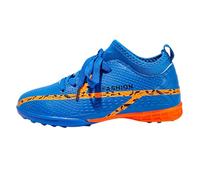 Big Kids Soccer Shoes Unisex Boys Girls Lace up Football Trainers Children and Teenagers Students Competition Training Shoes A0_Blue Footwear UK 1