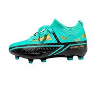 Big Kids Soccer Shoes Unisex Boys Girls Lace up Football Trainers Children and Teenagers Students Competition Training Shoes C0_Mint Green Footwear UK 4