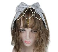 Big Lace Bow Headband Multilayered Hair Hoop Gorgeous Pearl Chain Hairband Sweet Anime Accessories