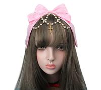 Big Lace Bow Headband Multilayered Hair Hoop Gorgeous Pearl Chain Hairband Sweet Anime Accessories