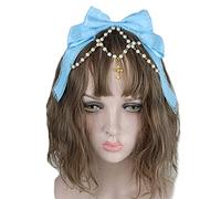 Big Lace Bow Headband Multilayered Hair Hoop Gorgeous Pearl Chain Hairband Sweet Anime Accessories