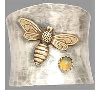 Big Large Animal Flower Leaf Wide Band Ring with Stone,Fashion Cute Gold Bee Ring Animal Lucky Honey Bee Knuckle Ring Vintage Thumb Index Middle Finger Boho Ring Jewelry Gift for Her Size S
