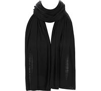 Big Large Black Jersey Stretchy Hijab Plain Lycra Maxi Scarf Shawl Wrap for Muslim Women Ladies Jersey Hijab Head Scarf for Women Non-See-Through Premium Soft Scarf.