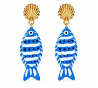 Big Large Fish Earrings for Women Resin Enamel Dangle Earrings Bule Fish Polka Dots Drop Earrings Red Fishing Statement Earrings Summer Costume Jewelry Accessories, M, Metal, No Gemstone