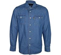 Big Large King Size Mens Rockford Duke Western Denim Shirt Stonewash Blue Long Sleeved Top (2XL - XXL)