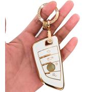 (Big Large) TPU Key Fob Cover, Fit for BMW 2022 New 2/4 Series 425i/430i/225i/M240i/i3/i4, etc, Full Protection Soft TPU Key Case, 4 Button, (Bigger Style), White