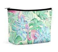 Big Leaf Flamingo Toiletry Bag Travel Bag, Makeup Cosmetic Bag Travel Organizer for Accessories